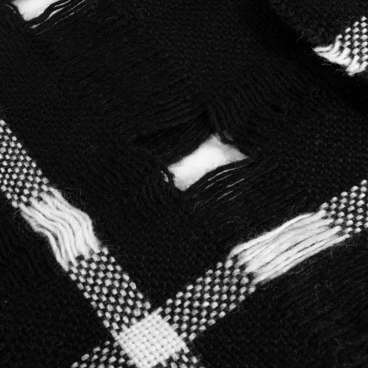 Yohji Yamamoto Plaid Wool Scarf In Black 2 Yohji Yamamoto Plaid Wool Scarf In Black - Image 2