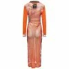Y/Project X Jean Paul Gaultier The Orange Trompe-l'œil Ruffle Neck Knit Dress In Orange