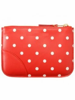 Comme Des Garçons Wallet SA8100PD Polka Dot Printed Wallet Red In Red