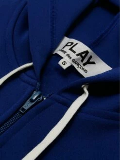 Comme Des Garçons PLAY T172 Red Heart Zip Hoodie Blue In Blue -Hervia Shop httpswww.hervia.comimagesproductszoom1444751432 91443100