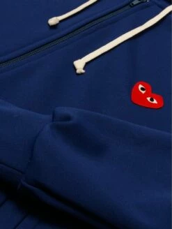 Comme Des Garçons PLAY T172 Red Heart Zip Hoodie Blue In Blue -Hervia Shop httpswww.hervia.comimagesproductszoom1444751435 19239300