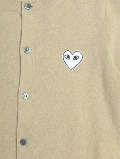 Comme Des Garçons PLAY N065 White Heart Cardigan Beige In Beige -Hervia Shop httpswww.hervia.comimagesproductszoom1502981984 57495200