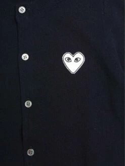 Comme Des Garçons PLAY N061 White Heart Cardigan Navy In Navy -Hervia Shop httpswww.hervia.comimagesproductszoom1502982588 03991400