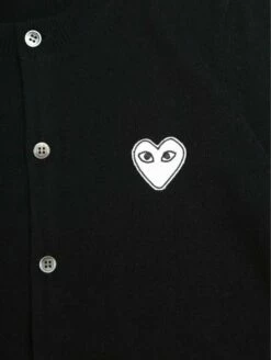 Comme Des Garçons PLAY N061 White Heart Cardigan Black In Black -Hervia Shop httpswww.hervia.comimagesproductszoom1502982818 00595300