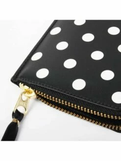 Comme Des Garçons Wallet SA3100PD Polka Dot Zipped Wallet Black In Black