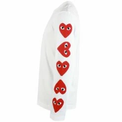 Comme Des Garçons PLAY T262 Multi-Heart Sleeve T-Shirt In White